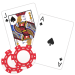 Fichas e cartas para jogar blackjack