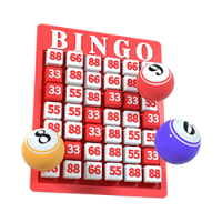 Cartela de Bingo com os números e três bolas