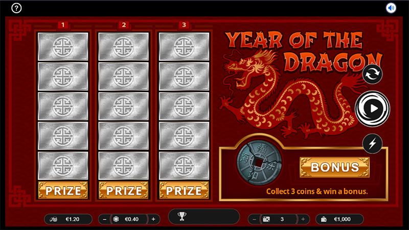Tela de slot do Year of the Dragon