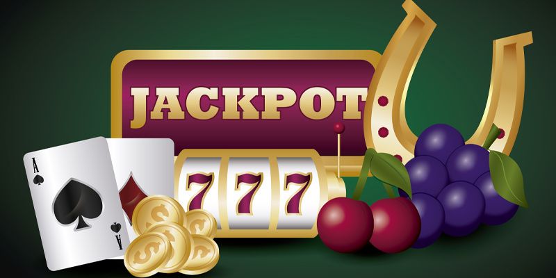 Texto Jackpot com dinheiro e jogo de slot