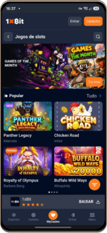 Versão móvel do casino 1xBit