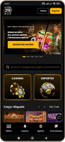 Versão móvel do casino 29black