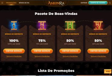 AmunRa – página de promoções.