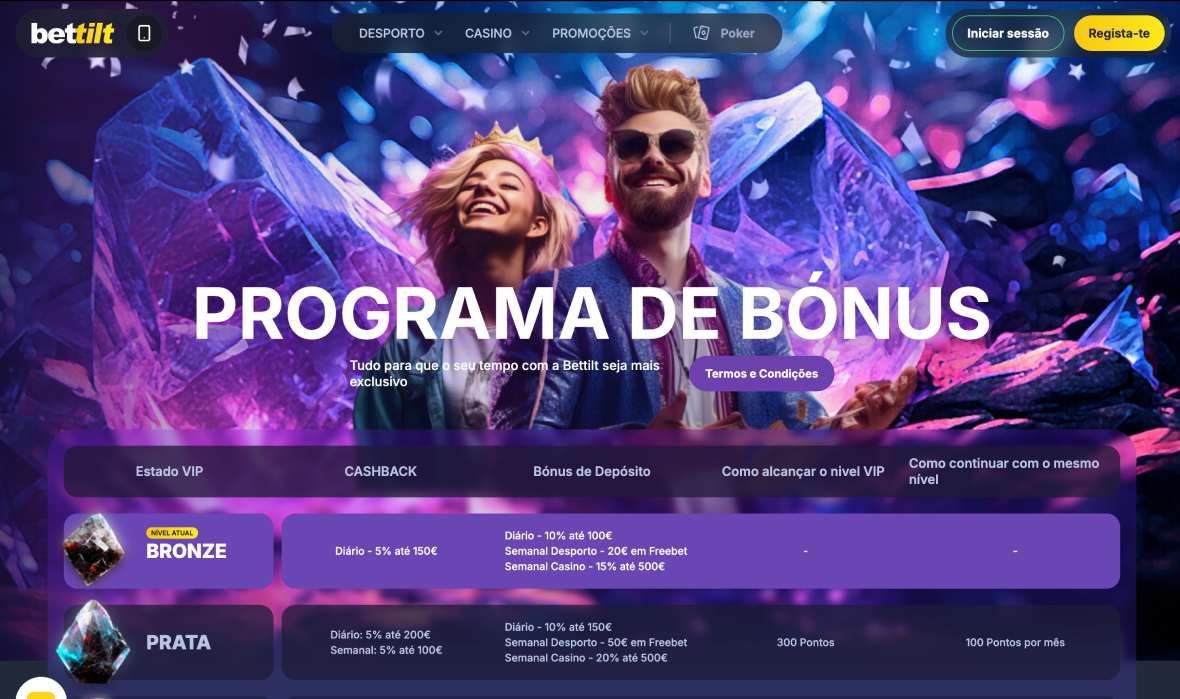 Programa Vip página do Bettilt casino