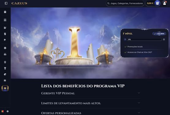 Página do Cazeus Casino com oferta de cashback