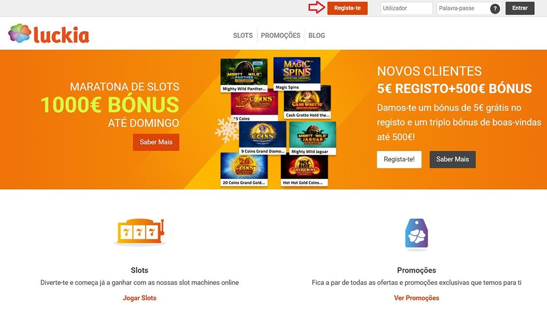 Captura de ecrã da primeira etapa do registo