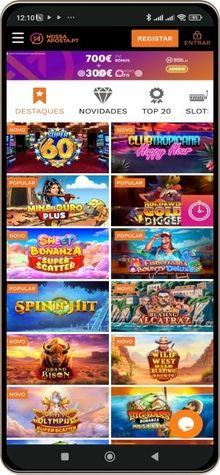 Versão móvel do casino Nossa Aposta