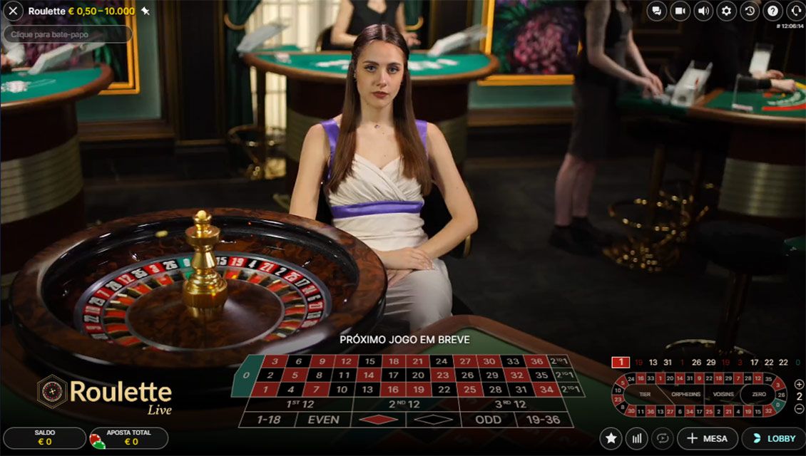 Captura de tela do Live Roulette no Playoro Casino