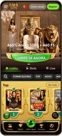 Versão móvel do casino Rarawin