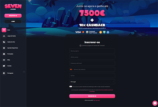 Página principal do Seven Casino