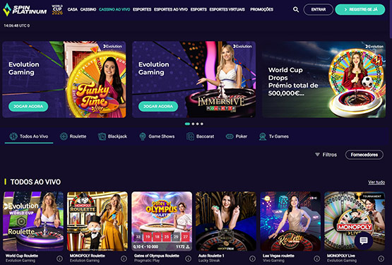 SpinPlatinum Casino ao Vivo
