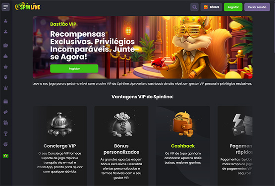 Página do Spinline Casino com oferta de cashback