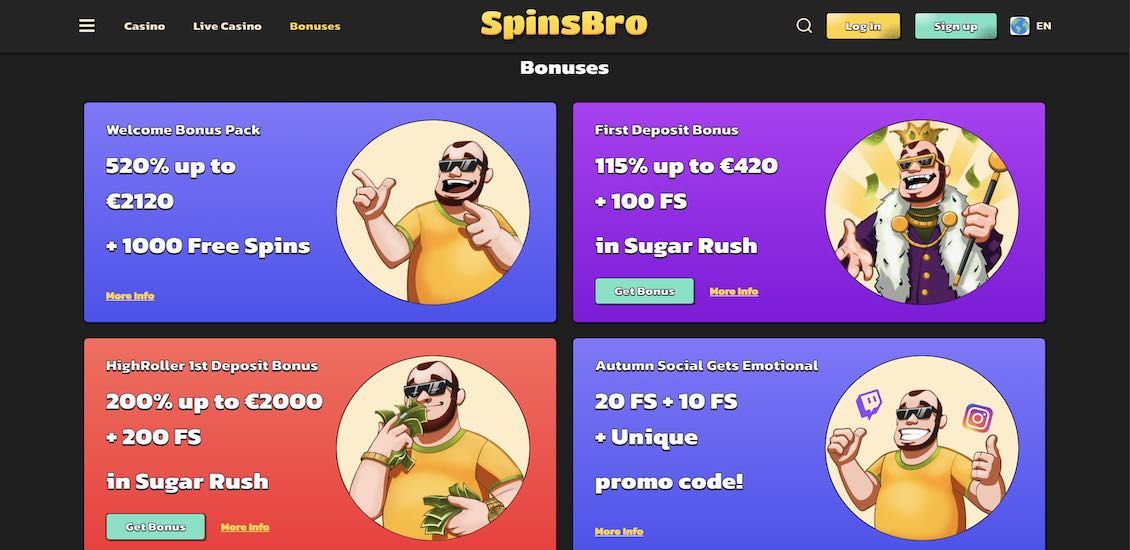 Oferta de bónus do SpinsBro Casino