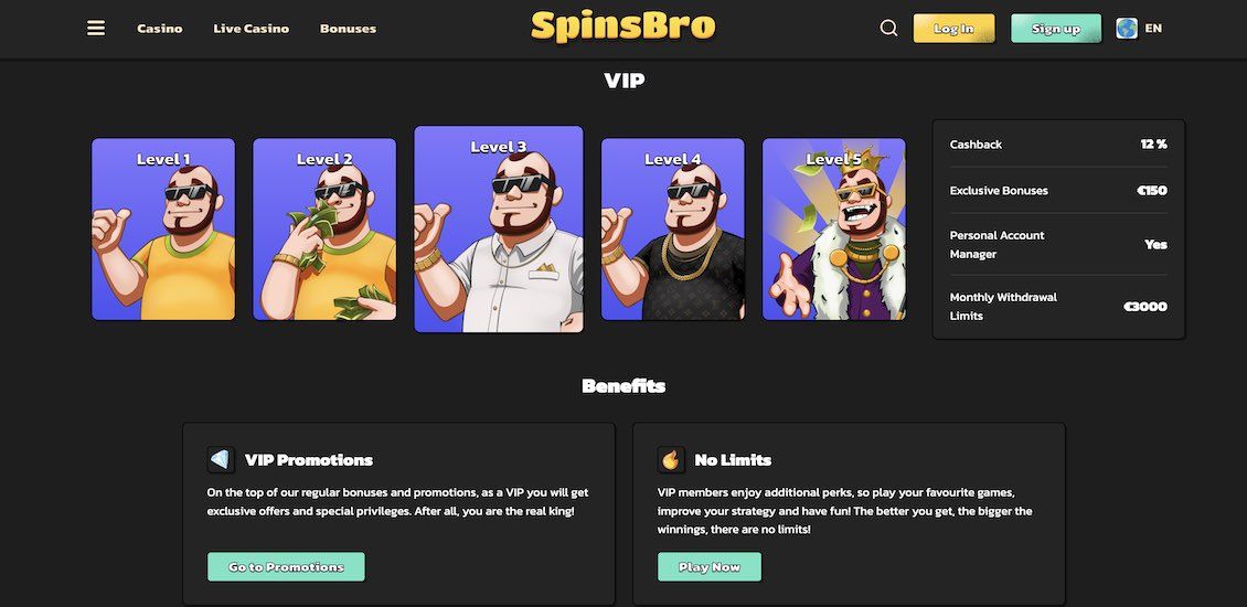 Programa VIP do SpinsBro Casino