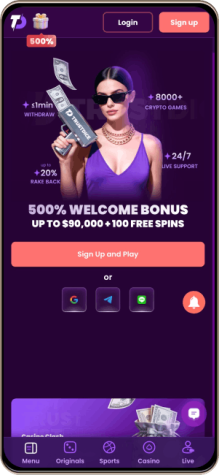 Versão móvel do casino Trustdice