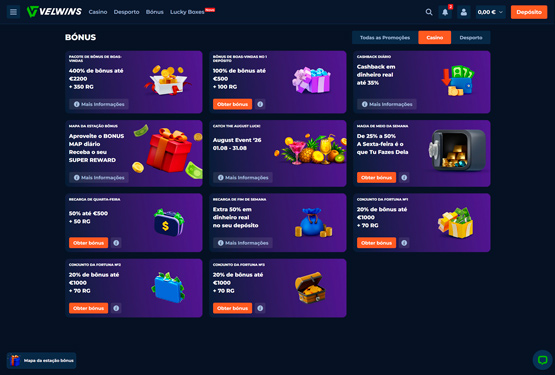 Promoções do Velwins Casino