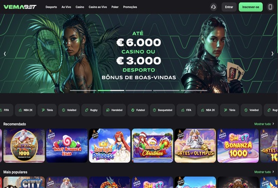 Página principal do Vemabet casino