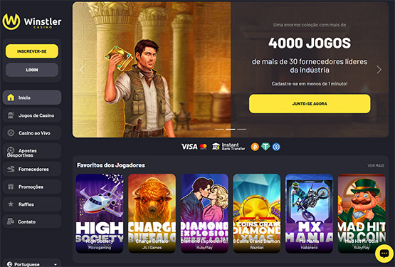 Página principal do casino Winstler