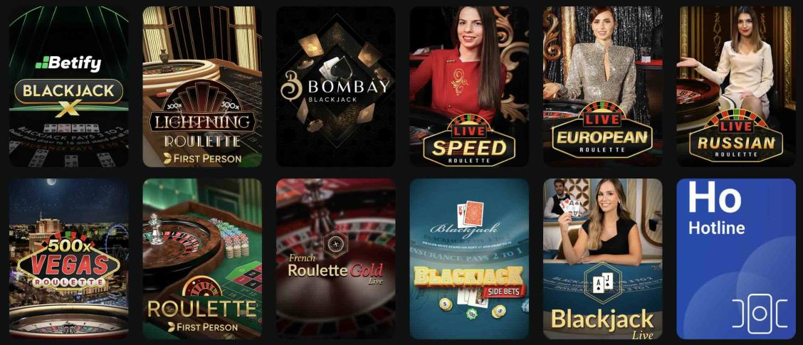 Jogos de mesa Betify Casino