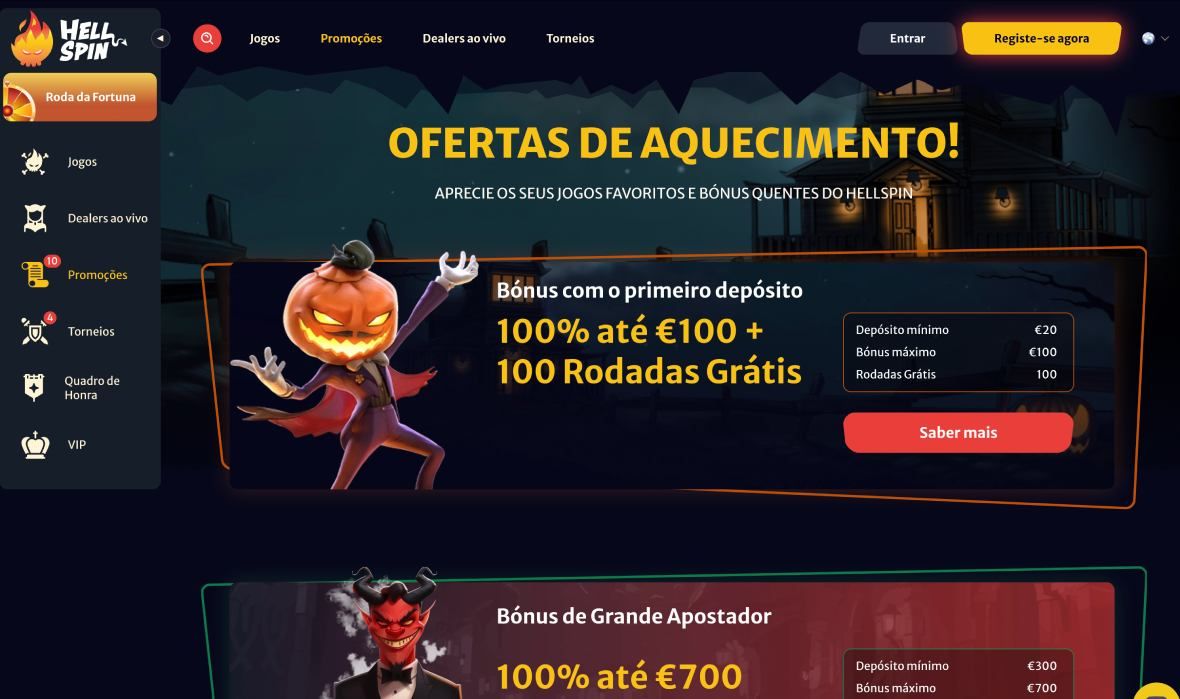 Página de bónus do HellSpin casino 