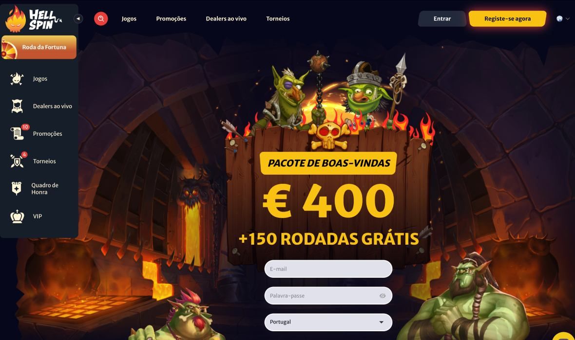 Página principal do HellSpin casino