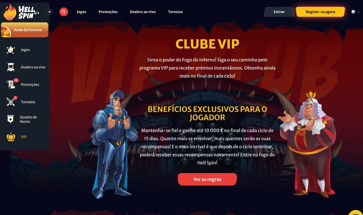 Programa Vip página do HellSpin casino