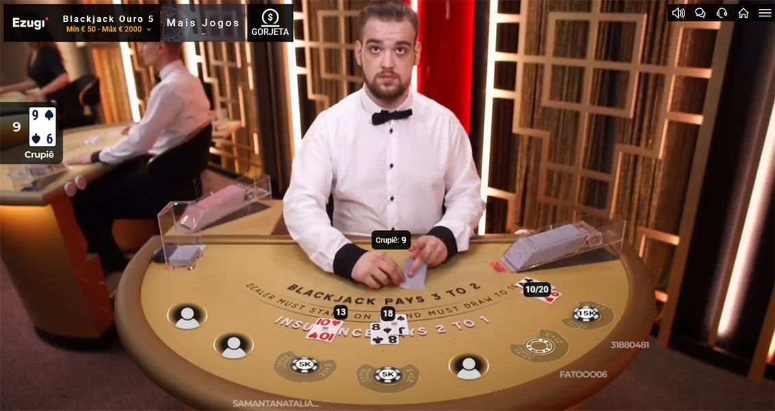 Captura de tela do Live Blackjack no Leon Casino