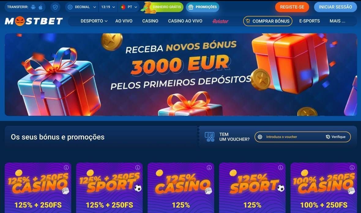 Página de bónus do Mostbet casino