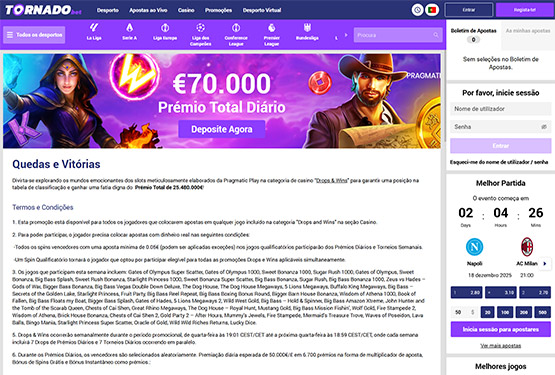 Tornadobet Quedas e Vitórias