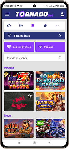 Versão móvel do casino Tornadobet