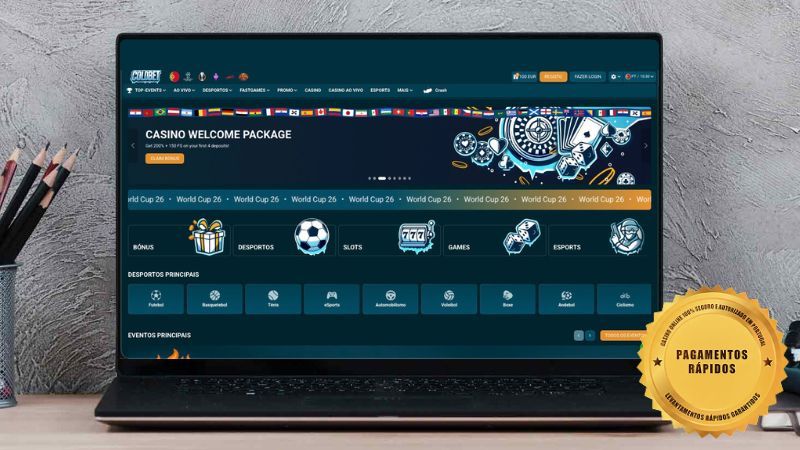Página principal do casino Coldbet no laptop
