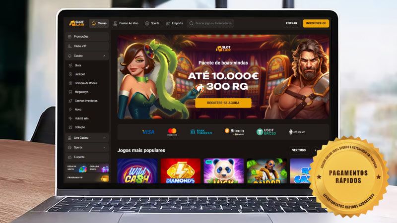 Página principal do casino SlotLair no laptop