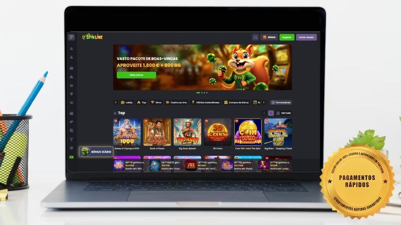 Página principal do casino Spinline no laptop