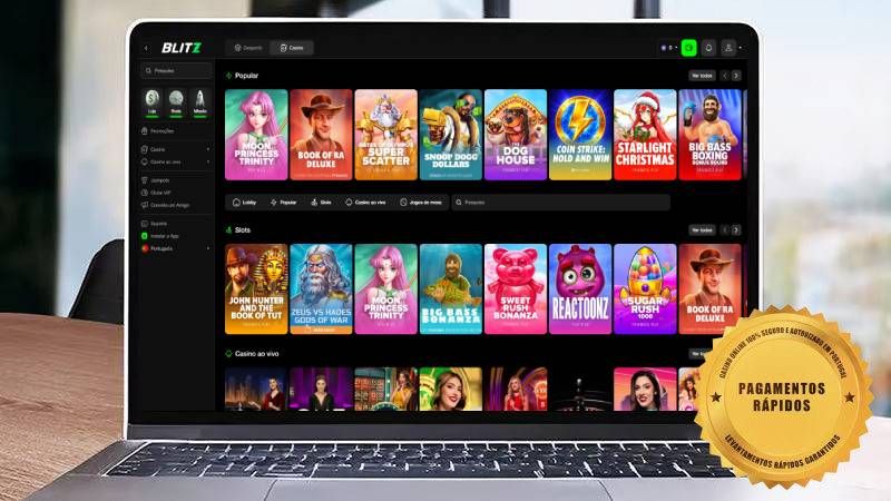 Página principal do casino Blitz.bet no laptop