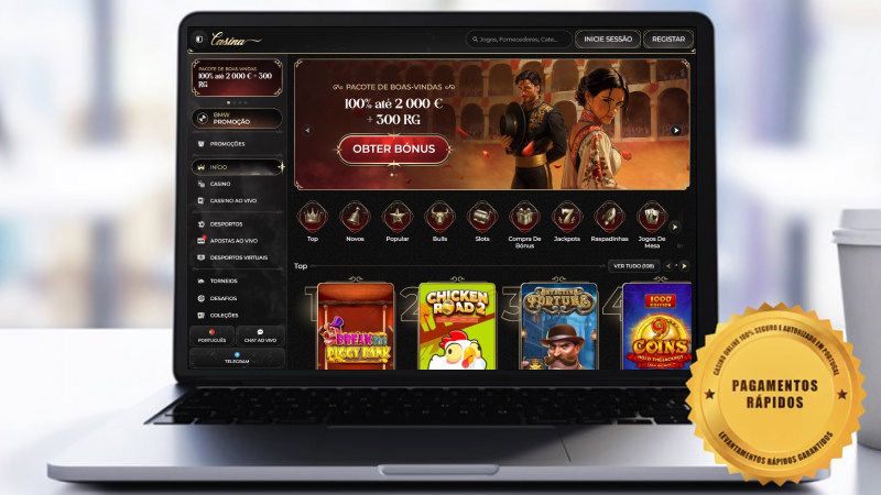 Página principal do casino Casina no laptop
