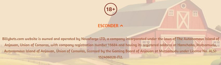 licença de casino no rodapé