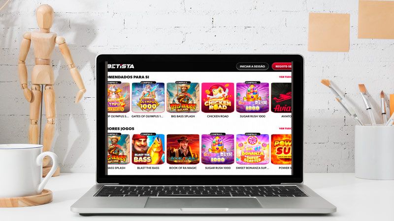 Página principal do casino Betista no laptop