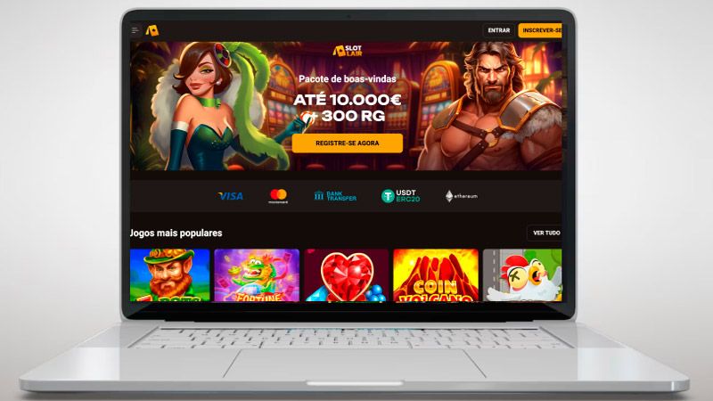 Página principal do casino SlotLair no laptop
