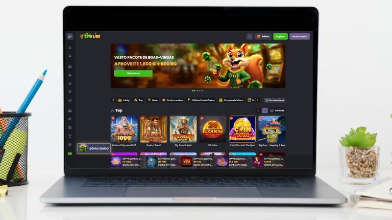 Página principal do casino Spinline no laptop
