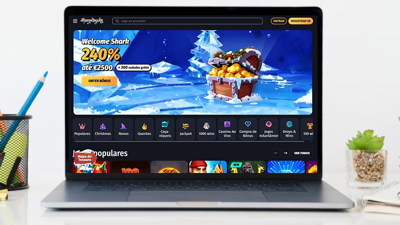 Página principal do casino Winshark no laptop