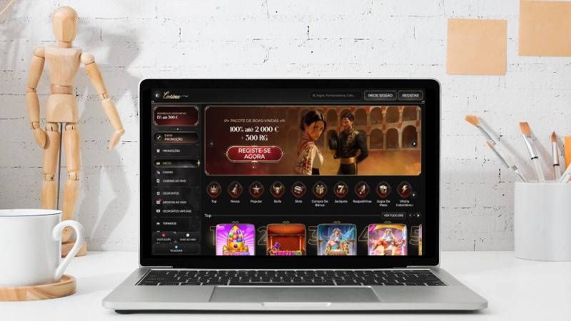 Página principal do casino Casina no laptop