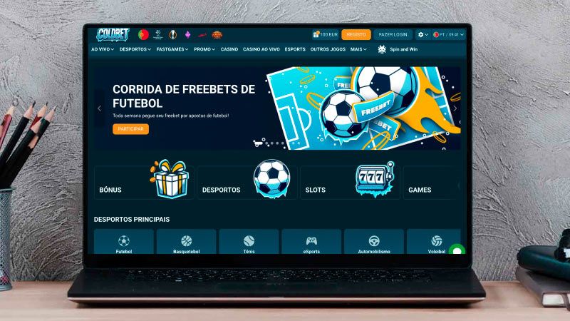 Página principal do casino Coldbet no laptop