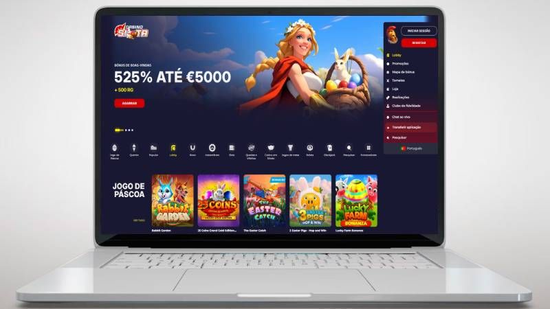 Página principal do casino Slota no laptop