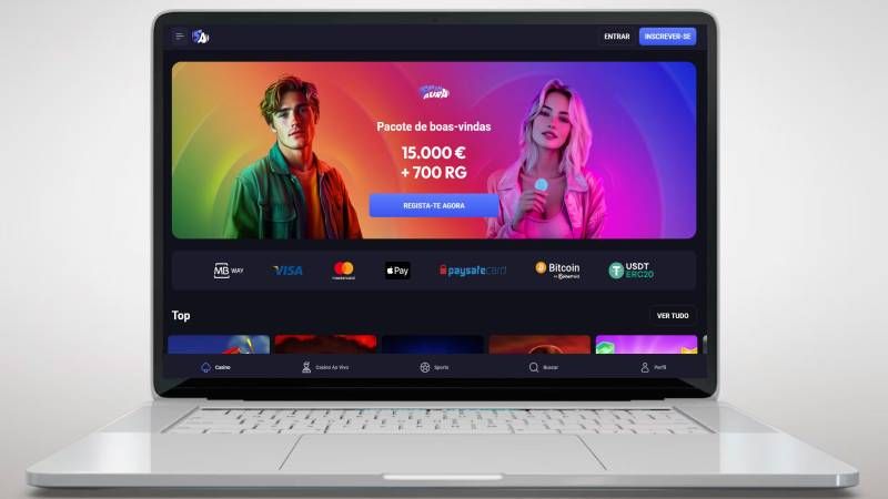 Página principal do casino SpinAura no laptop