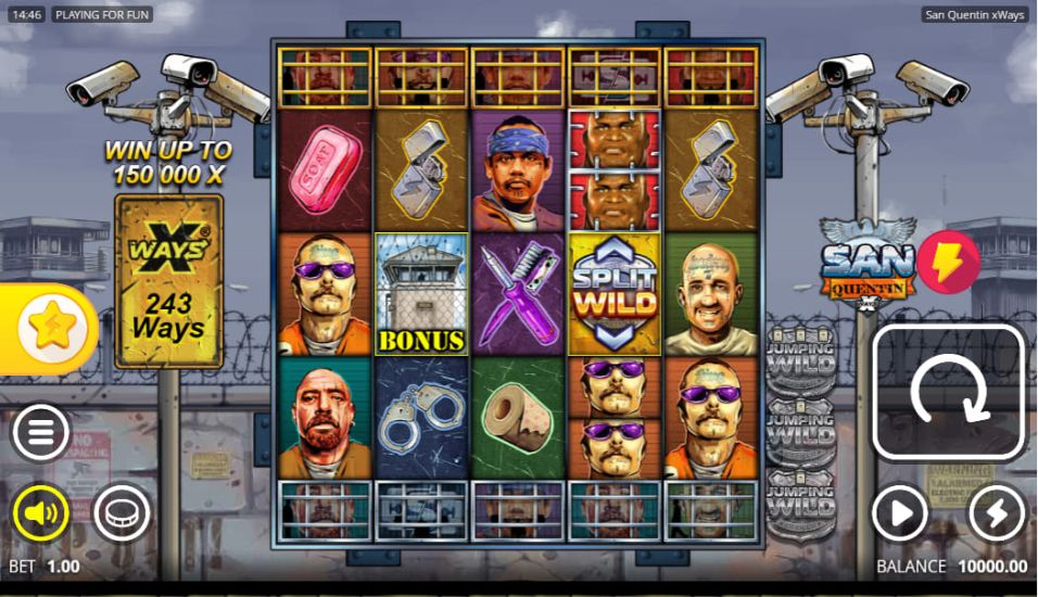 Imagens da slot machine San Quentin com prisioneiros.