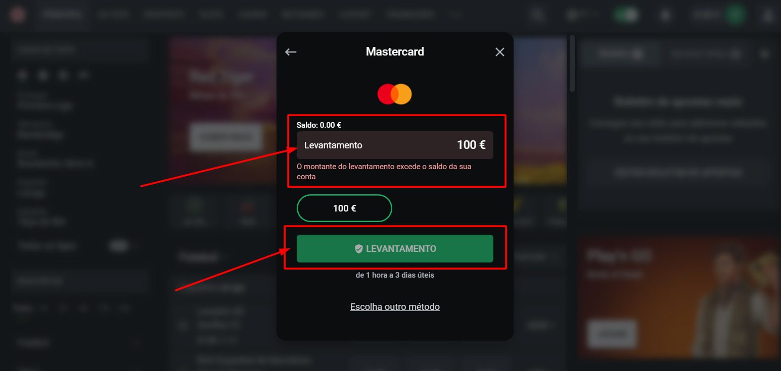 Retirada Mastercard - passo 3