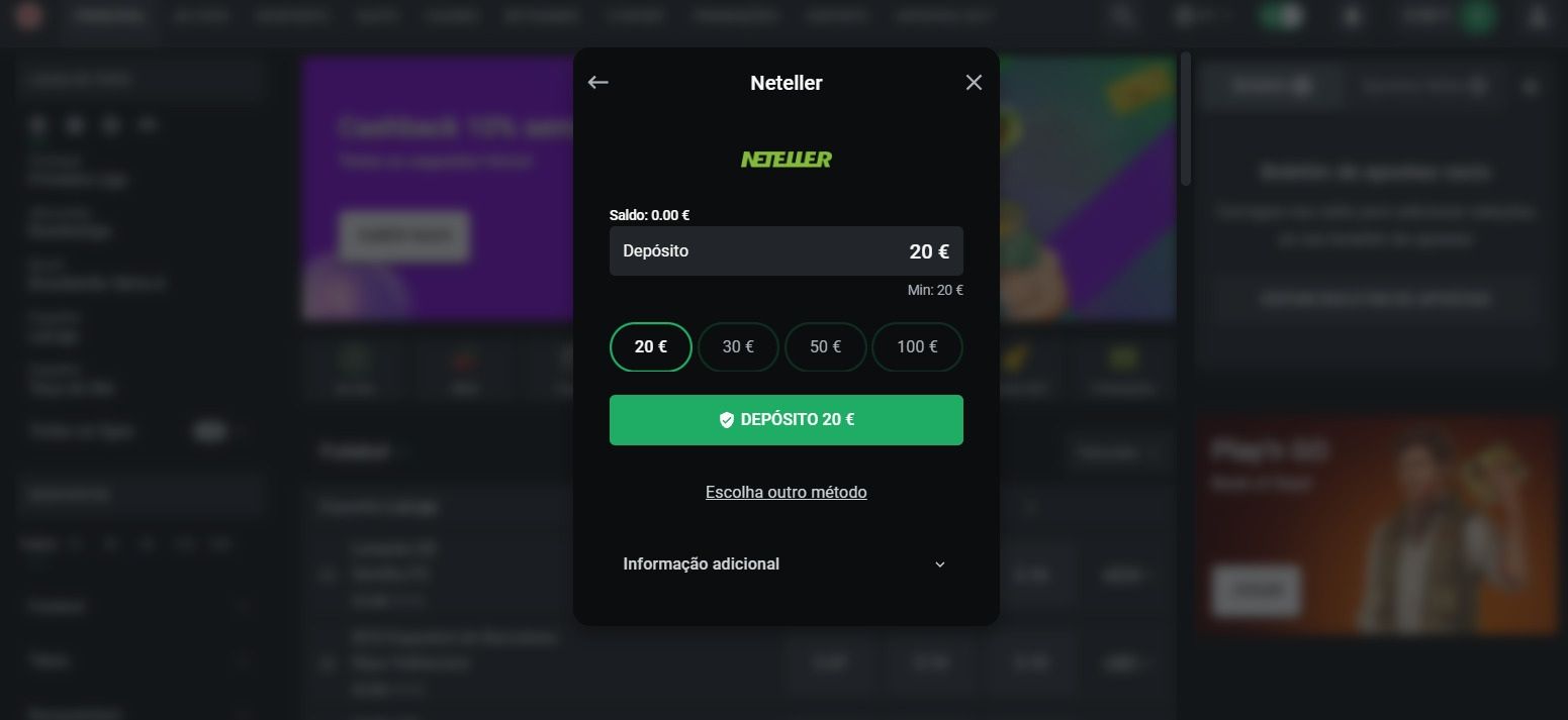 Neteller Depósito - passo 5