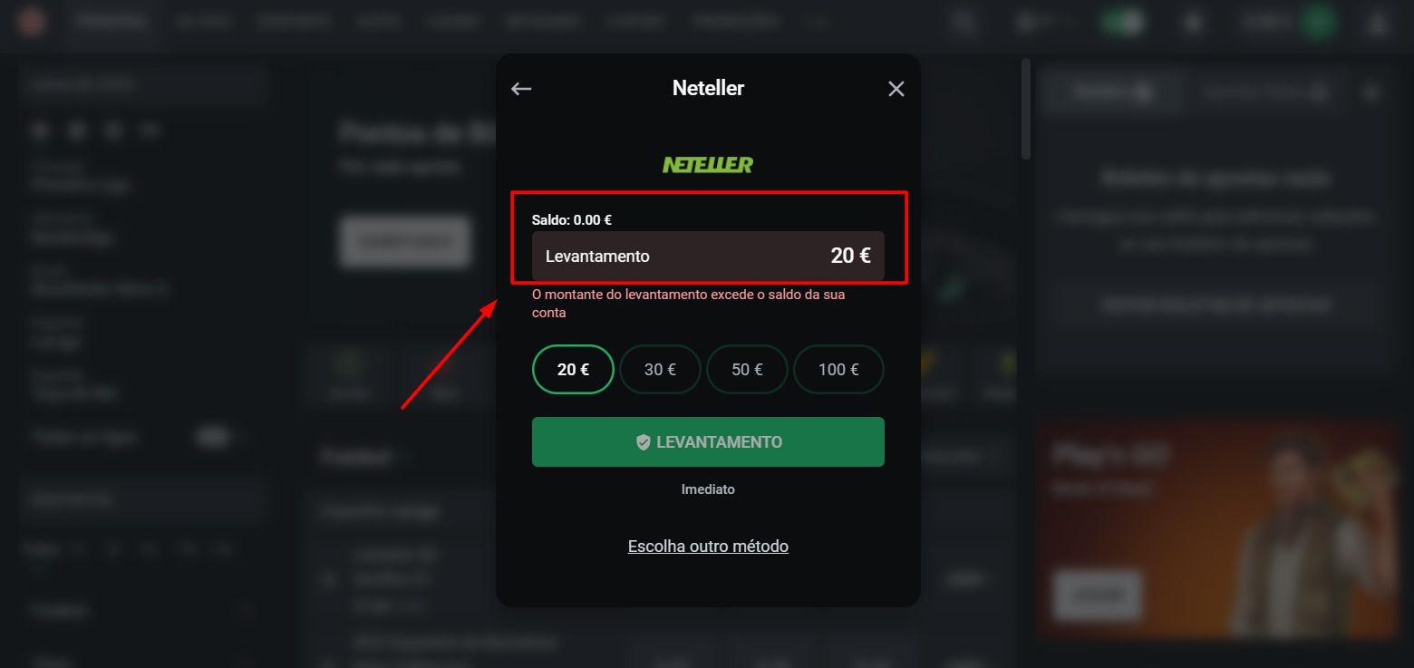 Neteller retirar - passo 4