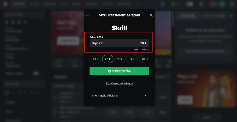 Skrill Depósito - passo 4