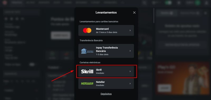 Skrill retirar - passo 3